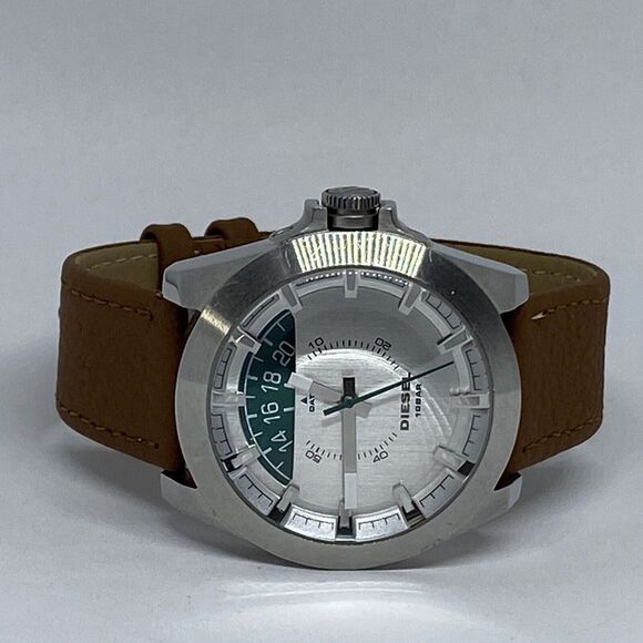 DIesel DZ-1699 Men's Brown Leather Analog Silver Dial Quartz Genuine Watch VK62 - Picture 7 of 12
